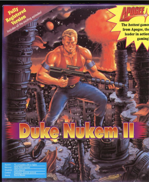 Duke Nukem II original MS-DOS box art